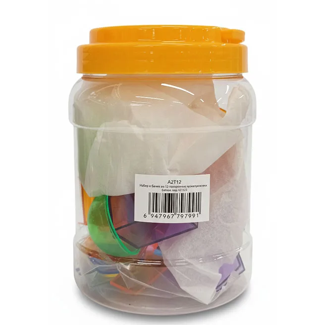 Un box cu 12 blocuri geometrice transparente, cod 1223D Un box cu 12 blocuri geometrice transparente, cod 1223D