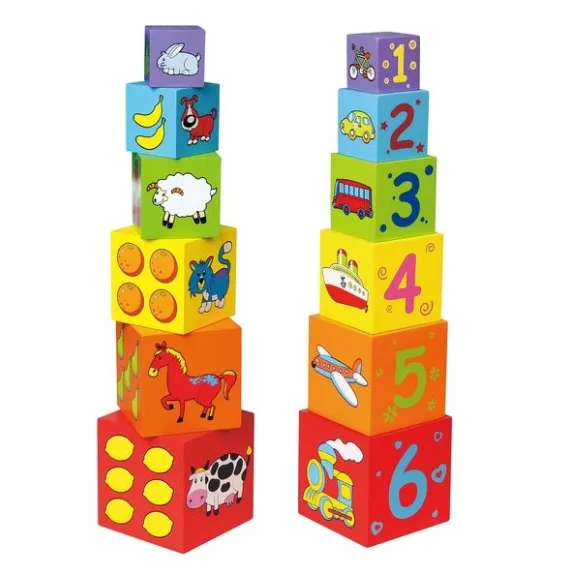 Cuburi multicolore de lemn „Învățăm culorile, cifrele și să numărăm” Cuburi multicolore de lemn „Învățăm culorile, cifrele și să numărăm”