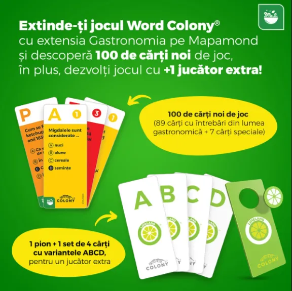Joc de societate „Word Colony – Gastronomia pe mapamond” Joc de societate „Word Colony – Gastronomia pe mapamond”
