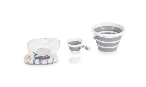 Set cădiță pliabilă cu termometru Moni Balena Grey, 5 piese Set cădiță pliabilă cu termometru Moni Balena Grey, 5 piese