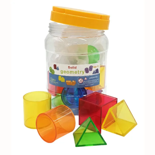 Un box cu 12 blocuri geometrice transparente, cod 1223D Un box cu 12 blocuri geometrice transparente, cod 1223D