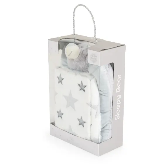 Păturică cu pernă Moni Sleepy Bear Grey, 90x75 cm Păturică cu pernă Moni Sleepy Bear Grey, 90x75 cm