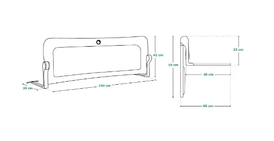 Barieră de protecție pentru pat Lionelo Eva Beige Melange, 150 cm Barieră de protecție pentru pat Lionelo Eva Beige Melange, 150 cm
