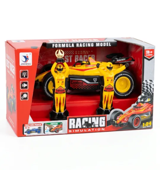 Mașină inerțială, F1, cu figurine, galben, cod 10074b