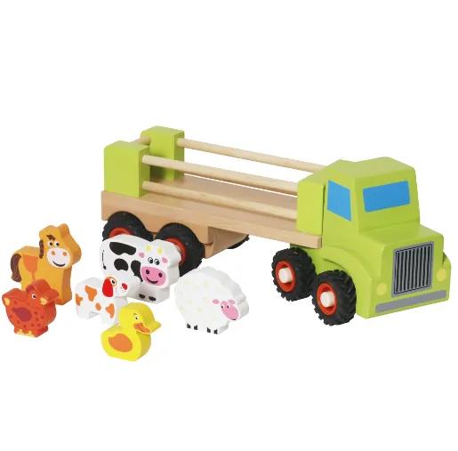 Mașină din lemn cu animale „Fermă”, W04A688 Mașină din lemn cu animale „Fermă”, W04A688