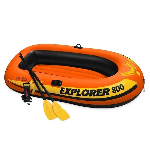 BARCA GONFLABLE EXPLORER 300 (pana la 186 kg.) 211X117X41CM CU PLAST. CU VÂSLE SI POMPA, DE LA 6 ANI art. 58332