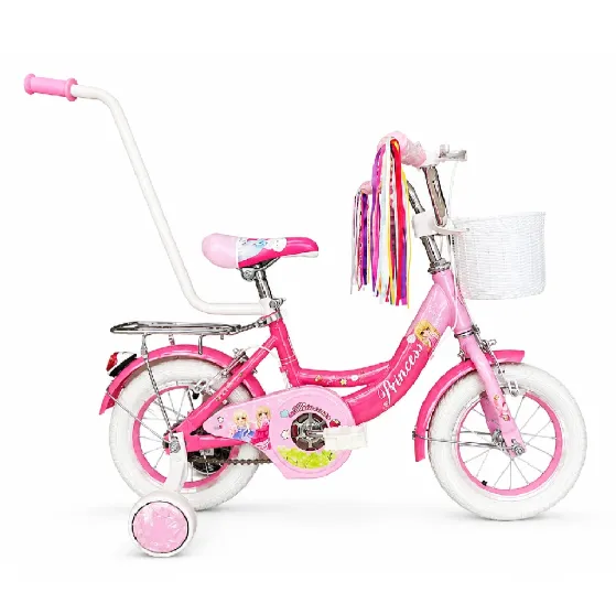Bicicletă pentru copii Princess 12″, cu roți ajutătoare și mâner pentru părinte (049659)