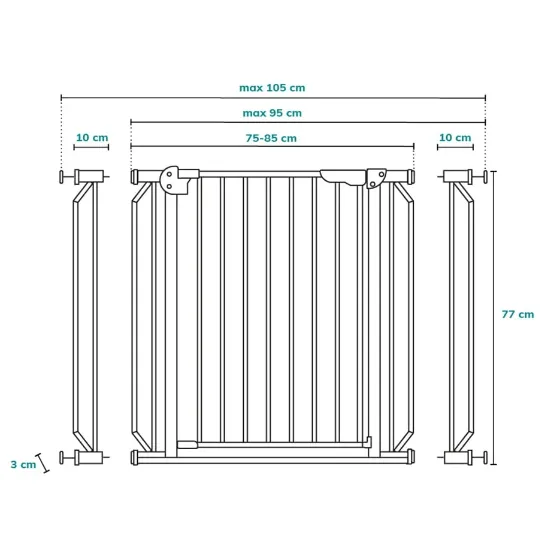 Poartă de siguranță Lionelo Truus Slim White, 75-105 cm Poartă de siguranță Lionelo Truus Slim White, 75-105 cm
