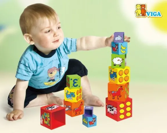 Cuburi multicolore de lemn „Învățăm culorile, cifrele și să numărăm” Cuburi multicolore de lemn „Învățăm culorile, cifrele și să numărăm”
