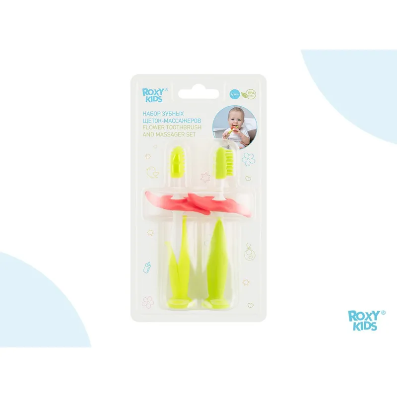 Set periuță de dinți+perie de masaj Roxy-Kids (RTB-001) Verde Set periuță de dinți+perie de masaj Roxy-Kids (RTB-001) Verde
