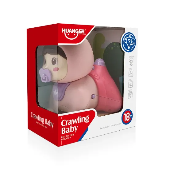 Jucărie interactivă bebeluș care se târăște cu lumini și sunete, Huanger HE0710 (78263) Jucărie interactivă bebeluș care se târăște cu lumini și sunete, Huanger HE0710 (78263)