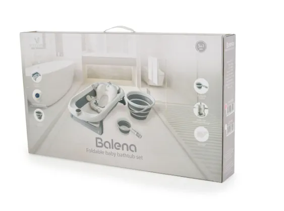 Set cădiță pliabilă cu termometru Moni Balena Grey, 5 piese Set cădiță pliabilă cu termometru Moni Balena Grey, 5 piese