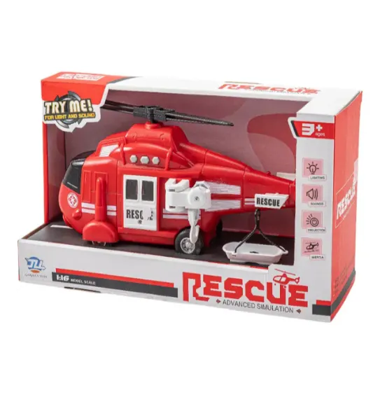 Elicopter de salvare 1:16 Rescue inerțial, lumină, sunet, roșu, cod 990006 Elicopter de salvare 1:16 Rescue inerțial, lumină, sunet, roșu, cod 990006