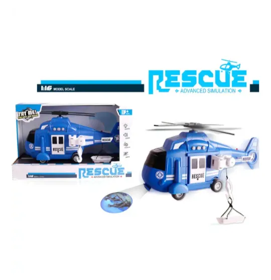 Elicopter de salvare 1:16 Rescue inerțial, lumină, sunet, albastru, cod 990007 Elicopter de salvare 1:16 Rescue inerțial, lumină, sunet, albastru, cod 990007