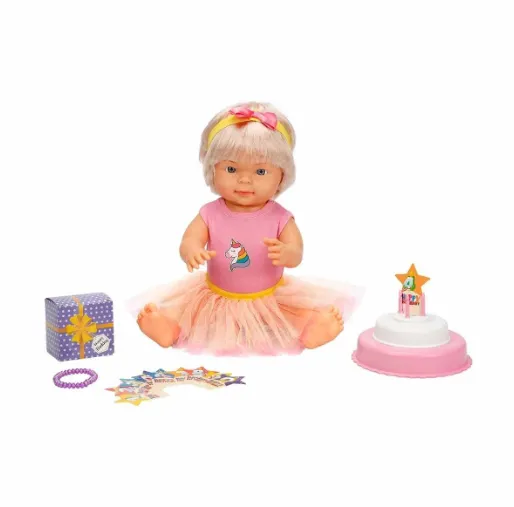 Păpușa BEBELOU LA MULȚI ANI 2 AST. 40CM. S00040021 Păpușa BEBELOU LA MULȚI ANI 2 AST. 40CM. S00040021