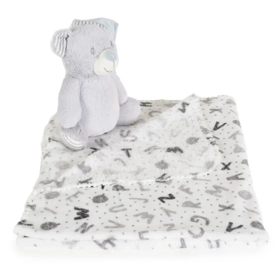 Păturică cu jucărie Moni Bear White&Grey, 90x75 cm Păturică cu jucărie Moni Bear White&Grey, 90x75 cm