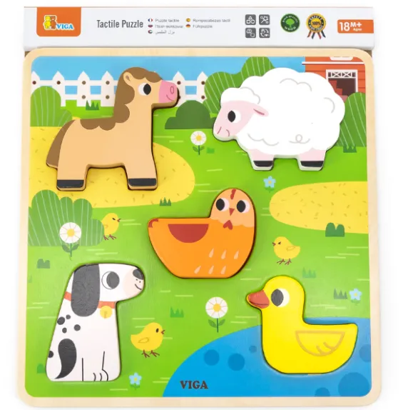 Puzzle tactil – inserție „Ferma”, 5 elem. Puzzle tactil – inserție „Ferma”, 5 elem.