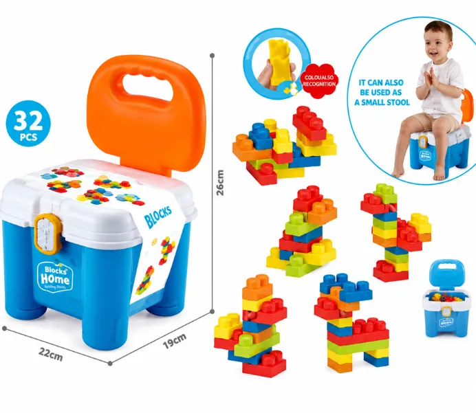 Set constructor cu piese moi 32 buc, color, cu cos de pastrare