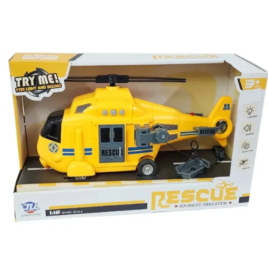 Elicopter de salvare 1:16 Rescue inerțial, lumină, sunet, galben, cod 990005 Elicopter de salvare 1:16 Rescue inerțial, lumină, sunet, galben, cod 990005