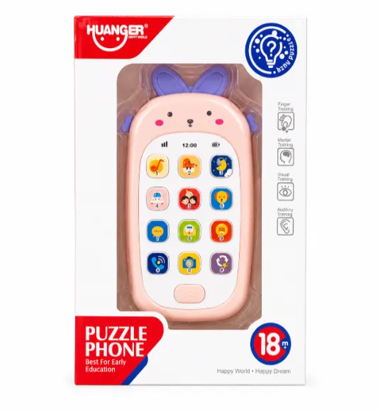 Telefon cu animăluțe, lumini și muzică, roz, cod 10347a