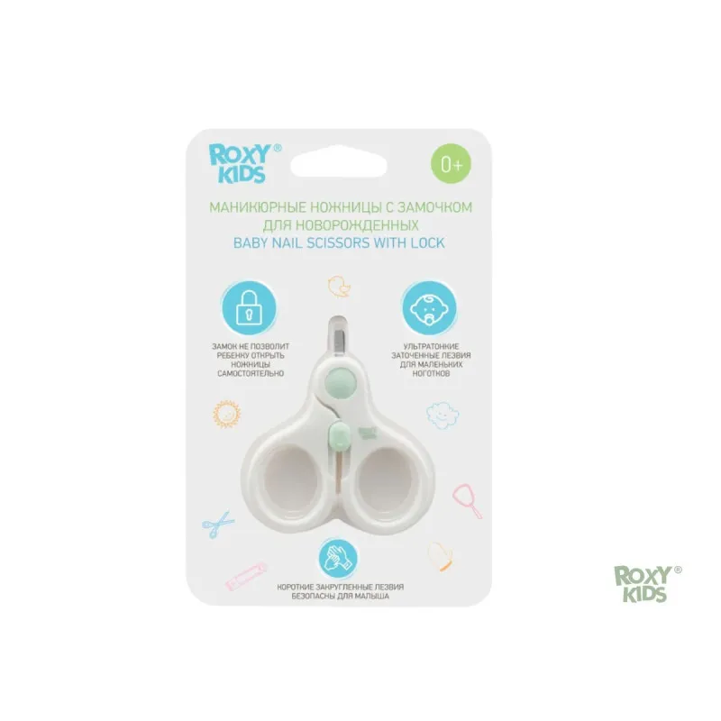 Foarfece de unghii pentru nou-nascuti cu lacat Roxy Kids, Mint (RPS-001) Foarfece de unghii pentru nou-nascuti cu lacat Roxy Kids, Mint (RPS-001)