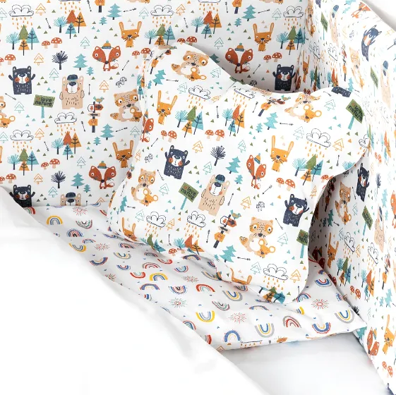 Lenjerie de pătuț PM Baby Forest Blue (8 piese), 120x60 cm Lenjerie de pătuț PM Baby Forest Blue (8 piese), 120x60 cm