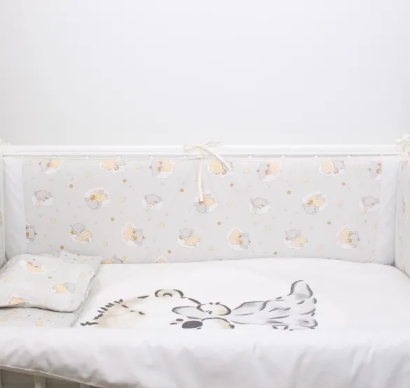 Lenjerie de pătuț 8 piese PMTeddy Love Grey Lenjerie de pătuț 8 piese PMTeddy Love Grey