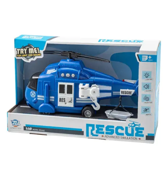 Elicopter de salvare 1:16 Rescue inerțial, lumină, sunet, albastru, cod 990007 Elicopter de salvare 1:16 Rescue inerțial, lumină, sunet, albastru, cod 990007
