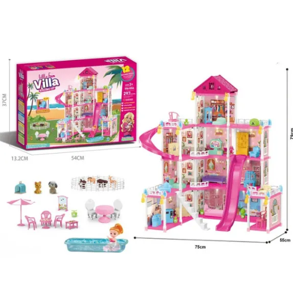 Căsuță pentru păpuși „Vila Mică” + accesorii, 297 elem. Căsuță pentru păpuși „Vila Mică” + accesorii, 297 elem.