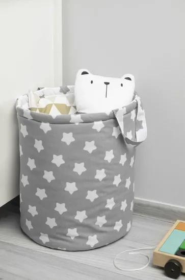 Coș pentru jucării Sensillo Premium XXL Stars Grey Coș pentru jucării Sensillo Premium XXL Stars Grey