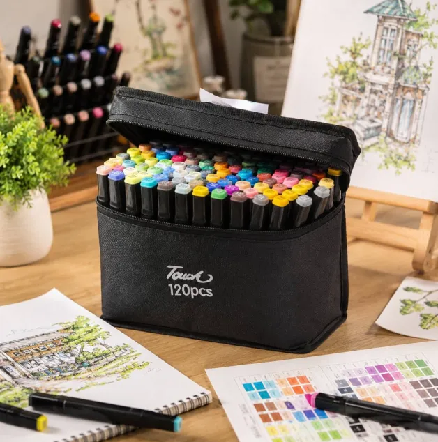 Set de markere pe bază de alcool Touch Twin – 120 de culori – în etui textil