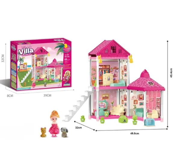 Căsuță pentru păpuși „Vila Mică” + accesorii, 85 elem. Căsuță pentru păpuși „Vila Mică” + accesorii, 85 elem.