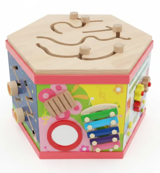 Cub labirint educativ din lemn – Căsuță, cod 1504D Cub labirint educativ din lemn – Căsuță, cod 1504D