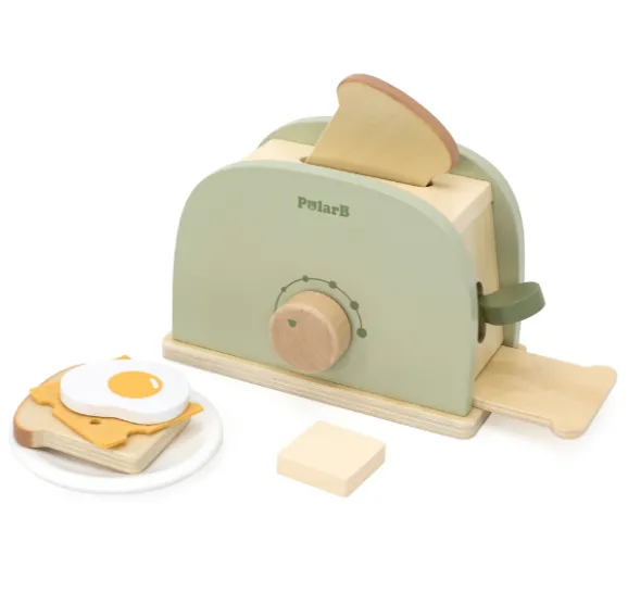 Set de joaca din lemn „Mic dejun cu toaster”, 7 piese Set de joaca din lemn „Mic dejun cu toaster”, 7 piese