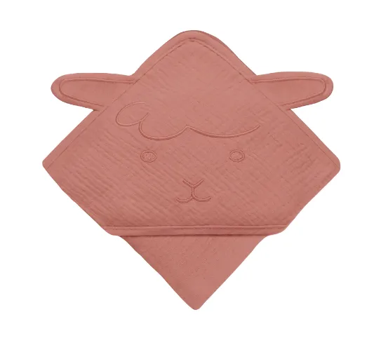 Prosop de baie Lionelo Muslin Hooded Towel Red Coral, 80x80 cm Prosop de baie Lionelo Muslin Hooded Towel Red Coral, 80x80 cm