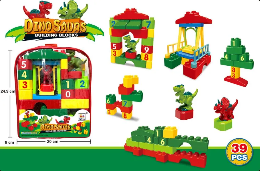 Constructor cu piese mari in rucsac, 39 piese, Dino, 6688-118A