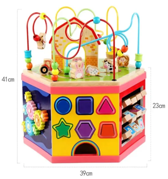 Cub labirint educativ din lemn – Căsuță, cod 1504D Cub labirint educativ din lemn – Căsuță, cod 1504D