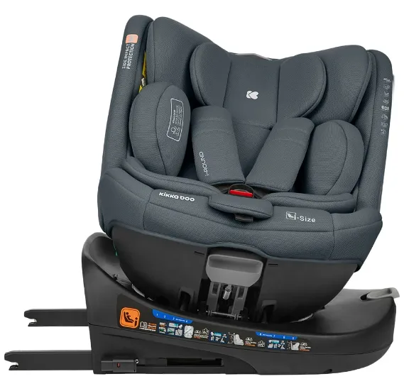 Scaun auto 40-150 cm (i-Size) Isofix KikkaBoo i-Round Dark Grey, rotativ 360 Scaun auto 40-150 cm (i-Size) Isofix KikkaBoo i-Round Dark Grey, rotativ 360