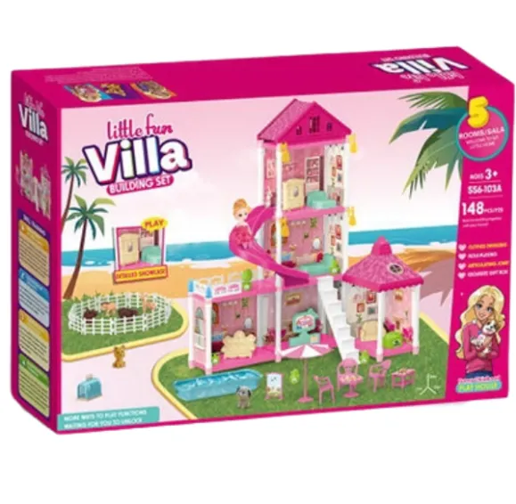 Căsuță pentru păpuși „Vila Mică” + accesorii, 148 elem. Căsuță pentru păpuși „Vila Mică” + accesorii, 148 elem.