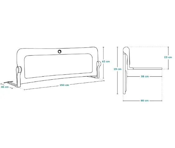 Barieră de protecție pentru pat Lionelo Eva Grey Melange, 150 cm Barieră de protecție pentru pat Lionelo Eva Grey Melange, 150 cm