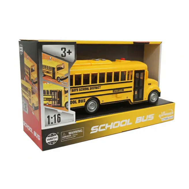 Autobuz școlar 1:16 (cu lumini și sunet), cod 1754D Autobuz școlar 1:16 (cu lumini și sunet), cod 1754D