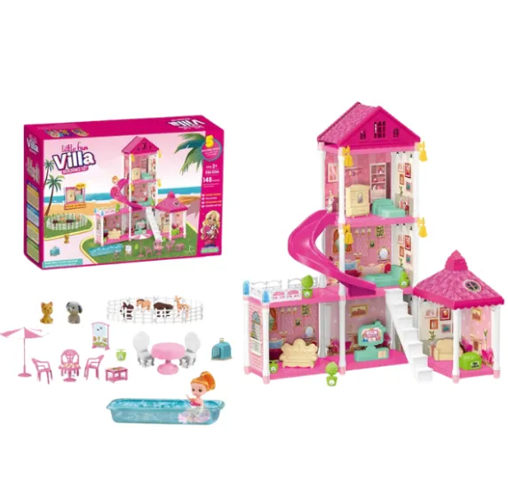 Căsuță pentru păpuși „Vila Mică” + accesorii, 148 elem. Căsuță pentru păpuși „Vila Mică” + accesorii, 148 elem.