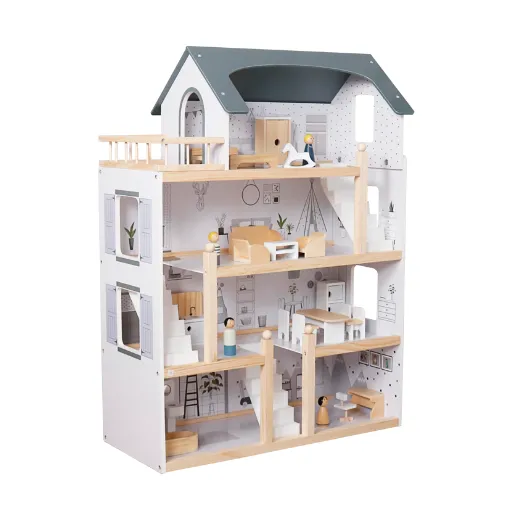 Wooden dollhouse, 61.3 x 26.4 x 77.4 cm, gray, W06A392 Wooden dollhouse, 61.3 x 26.4 x 77.4 cm, gray, W06A392