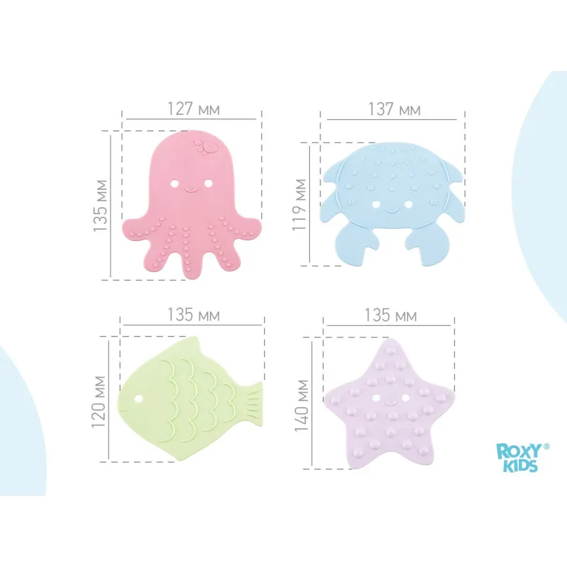 Set de mini-covorase anti-alunicare Roxy Kids „Sea Animals”, 8 buc. (RBM-008-SA) Soft colors Set de mini-covorase anti-alunicare Roxy Kids „Sea Animals”, 8 buc. (RBM-008-SA) Soft colors