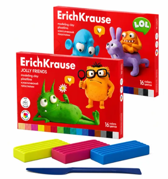 Plastilina ErichKrauseJolly Friends 16 culori 288 g