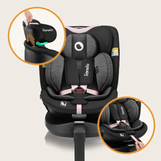 Scaun auto 40-150 cm (i-Size) Isofix Lionelo Navy Black Pink, rotativ 360 Scaun auto 40-150 cm (i-Size) Isofix Lionelo Navy Black Pink, rotativ 360