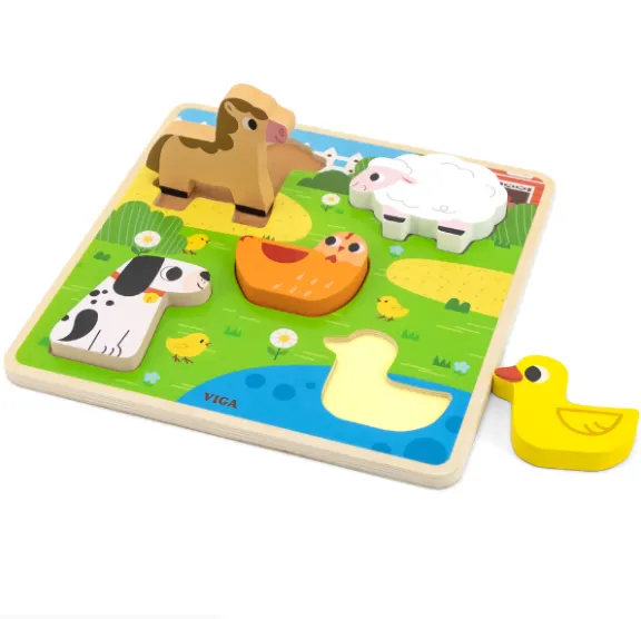 Puzzle tactil – inserție „Ferma”, 5 elem. Puzzle tactil – inserție „Ferma”, 5 elem.