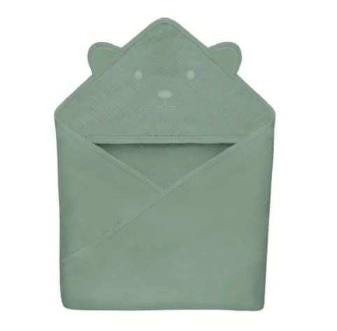 Prosop de baie Lionelo Muslin Hooded Towel Green Forest, 80x80 cm
