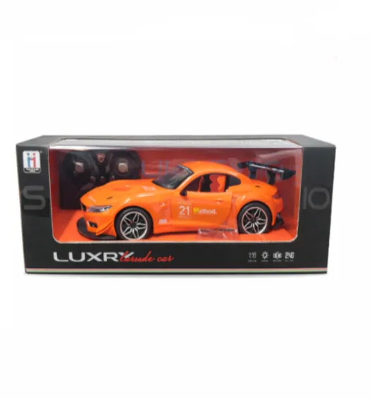 Mașină cu telecomandă BMW cu lumini, cu acumulator, portocalie, cod 952050