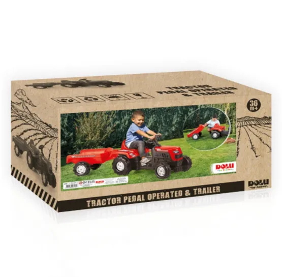 Tractor cu pedale pentru copii cu remorcă (52X144X45CM) DOLU art. 8146 Tractor cu pedale pentru copii cu remorcă (52X144X45CM) DOLU art. 8146